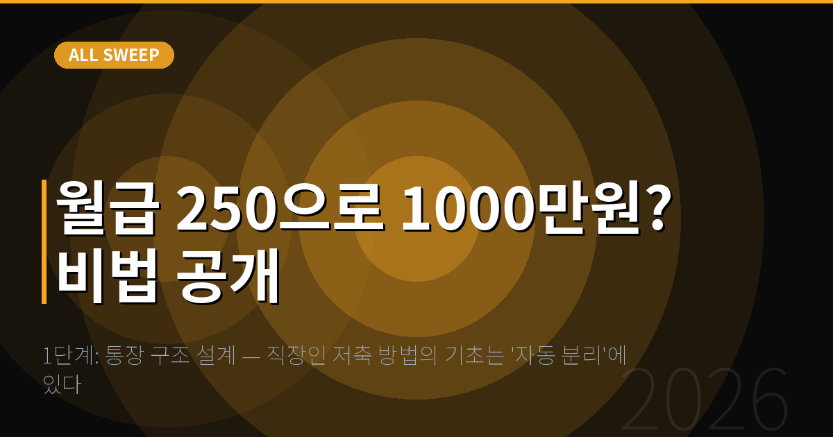 1단계: 통장 구조 설계 — 직장인 저축 방법의 기초는 '자동 분리'에 있다 — 월급 250으로 1000만원? 비법 공개