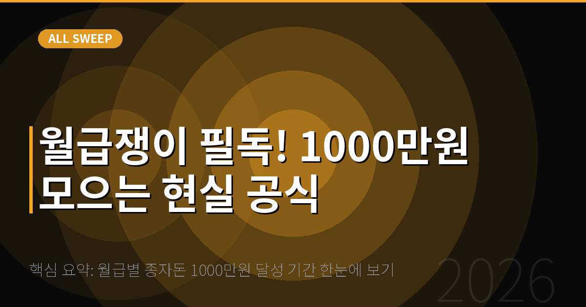 핵심 요약: 월급별 종자돈 1000만원 달성 기간 한눈에 보기 — 월급쟁이 필독! 1000만원 모으는 현실 공식