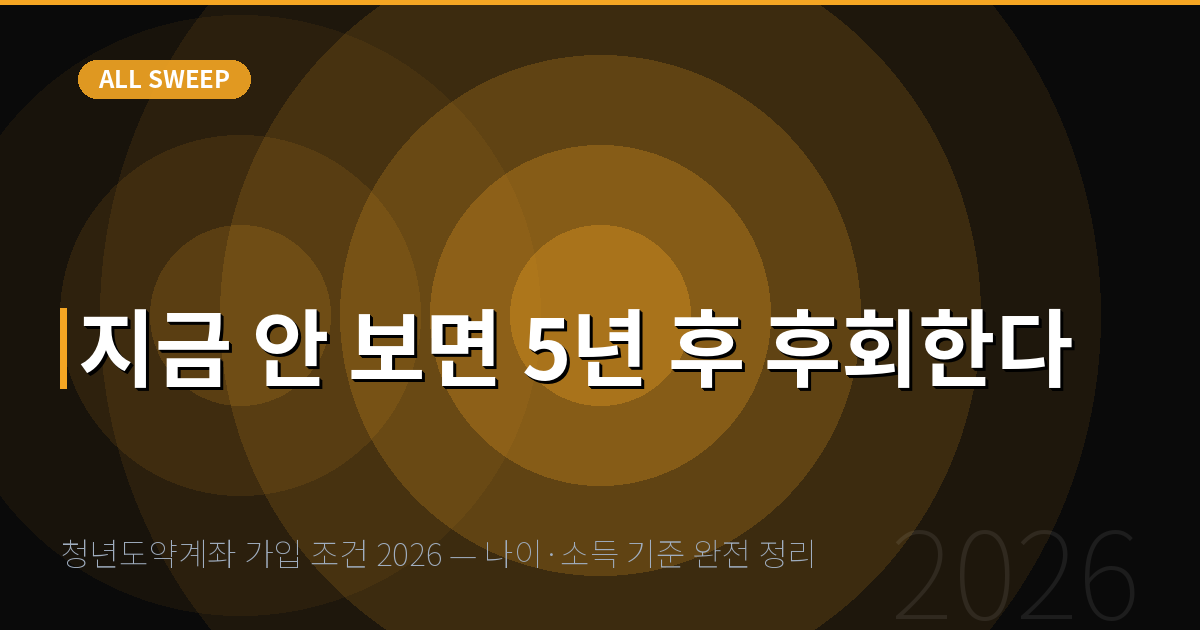 청년도약계좌 가입 조건 2026 — 나이·소득 기준 완전 정리 — 지금 안 보면 5년 후 후회한다