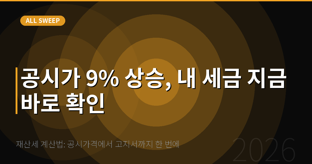 재산세 계산법: 공시가격에서 고지서까지 한 번에 — 공시가 9% 상승, 내 세금 지금 바로 확인