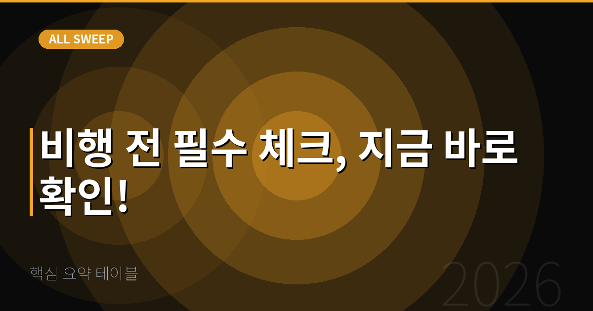 핵심 요약 테이블 — 비행 전 필수 체크, 지금 바로 확인!
