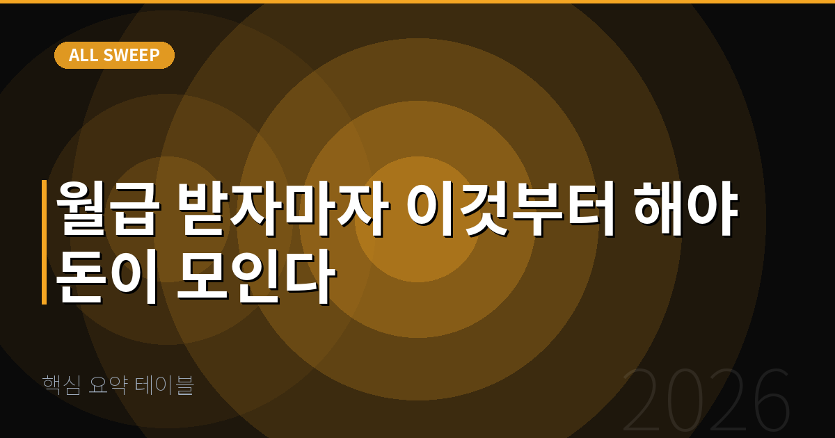 핵심 요약 테이블 — 월급 받자마자 이것부터 해야 돈이 모인다
