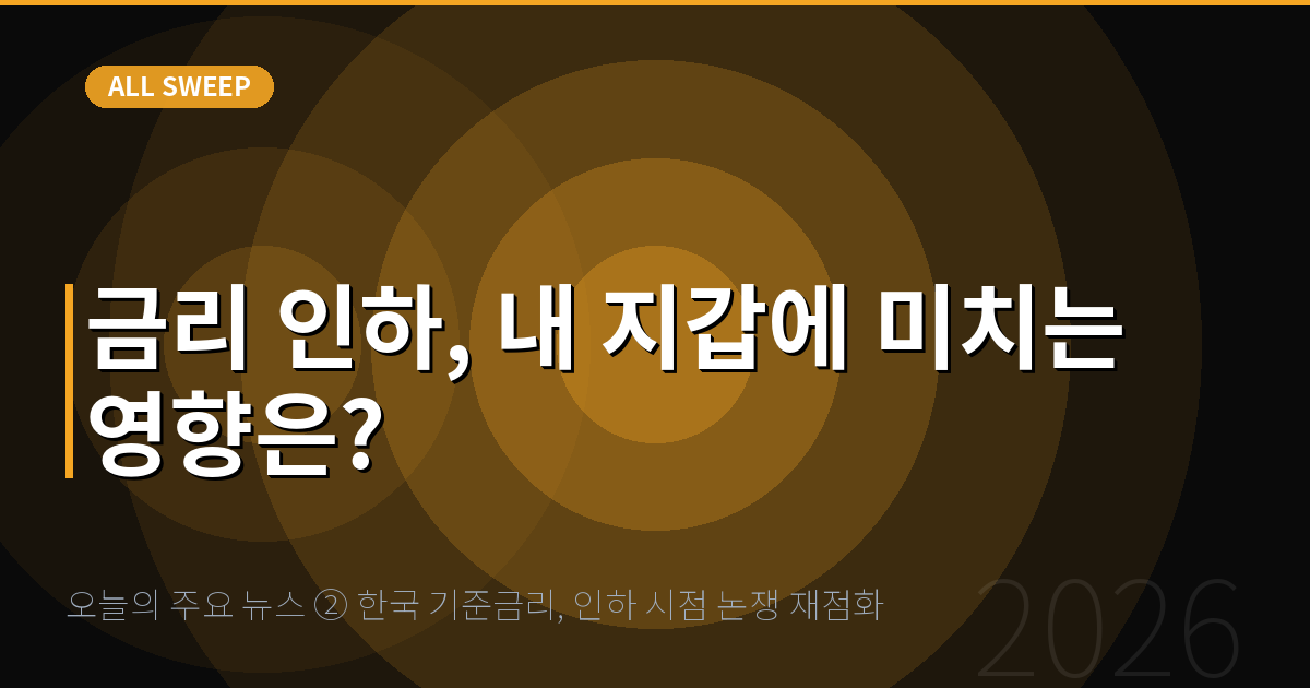 오늘의 주요 뉴스 ② 한국 기준금리, 인하 시점 논쟁 재점화 — 금리 인하, 내 지갑에 미치는 영향은?
