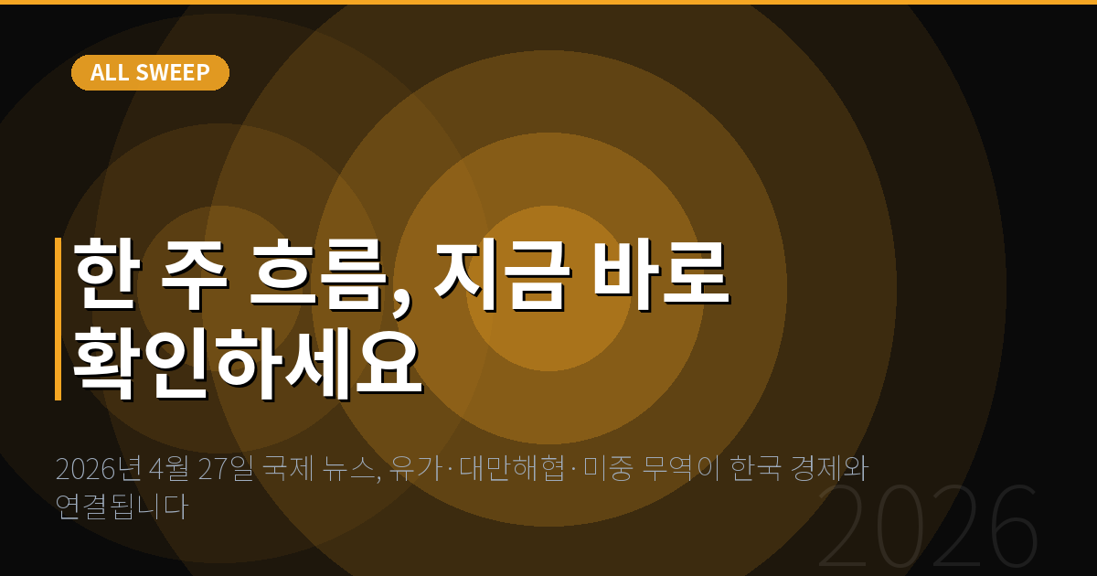 2026년 4월 27일 국제 뉴스, 유가·대만해협·미중 무역이 한국 경제와 연결됩니다 — 한 주 흐름, 지금 바로 확인하세요