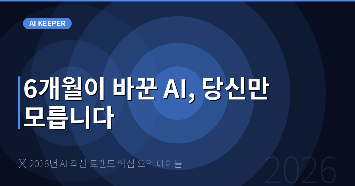 📊 2026년 AI 최신 트렌드 핵심 요약 테이블 — 6개월이 바꾼 AI, 당신만 모릅니다