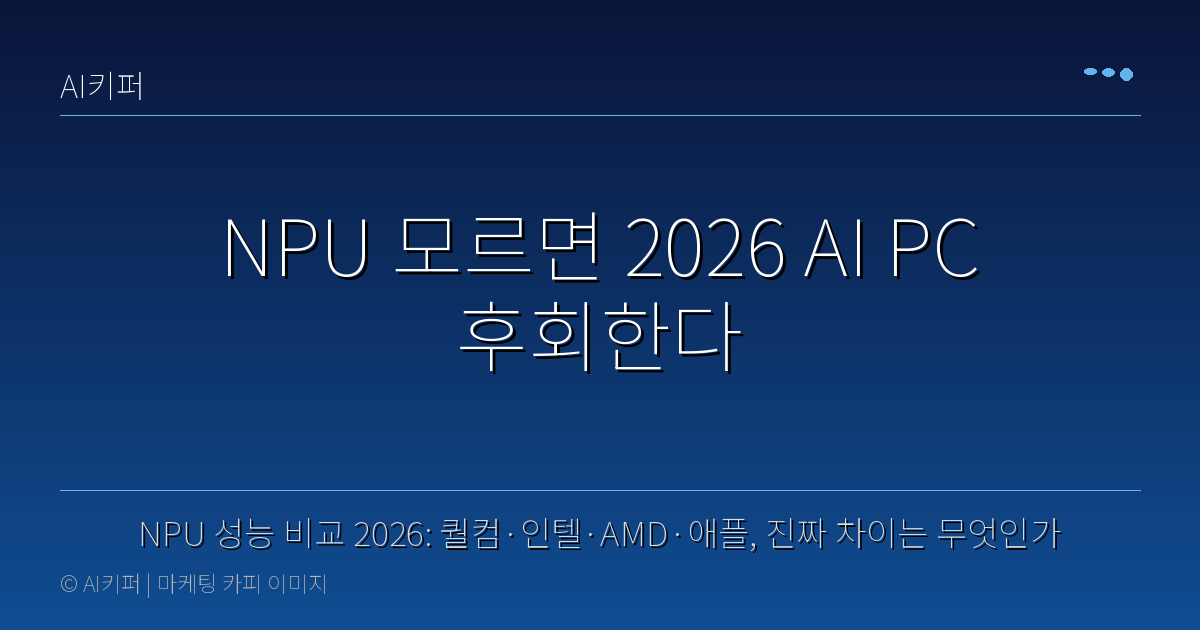 NPU 성능 비교 2026: 퀄컴·인텔·AMD·애플, 진짜 차이는 무엇인가 — NPU 모르면 2026 AI PC 후회한다