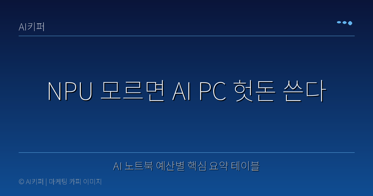 AI 노트북 예산별 핵심 요약 테이블 — NPU 모르면 AI PC 헛돈 쓴다