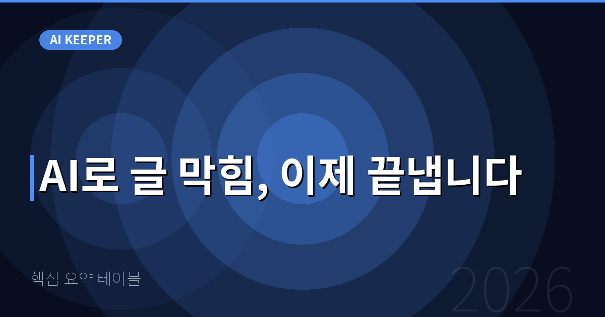 핵심 요약 테이블 — AI로 글 막힘, 이제 끝냅니다