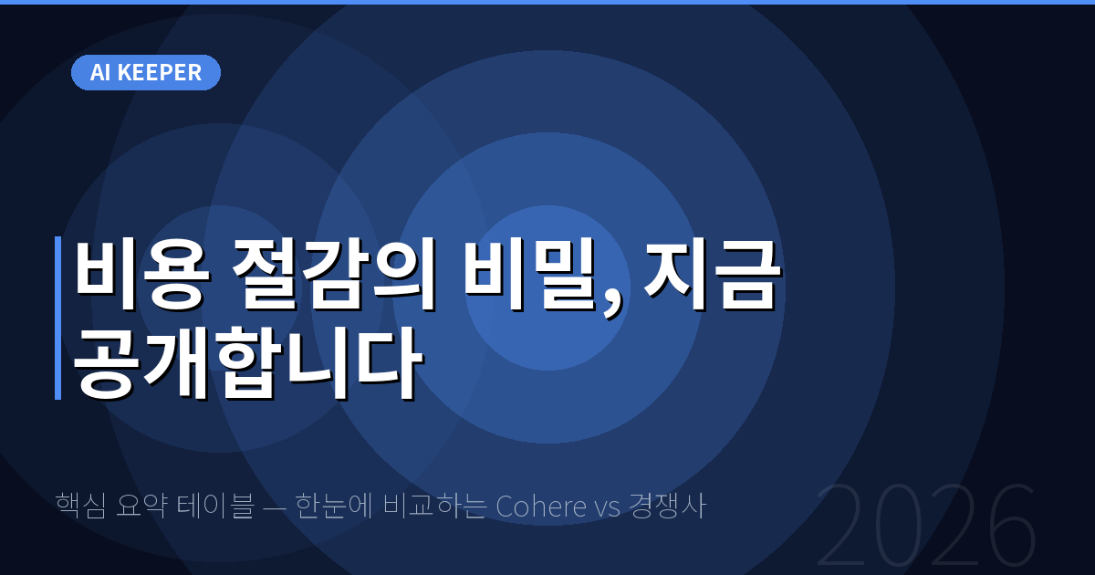 핵심 요약 테이블 — 한눈에 비교하는 Cohere vs 경쟁사 — 비용 절감의 비밀, 지금 공개합니다