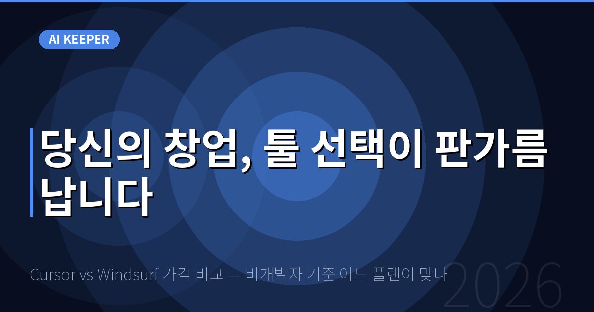 Cursor vs Windsurf 가격 비교 — 비개발자 기준 어느 플랜이 맞나 — 당신의 창업, 툴 선택이 판가름 납니다