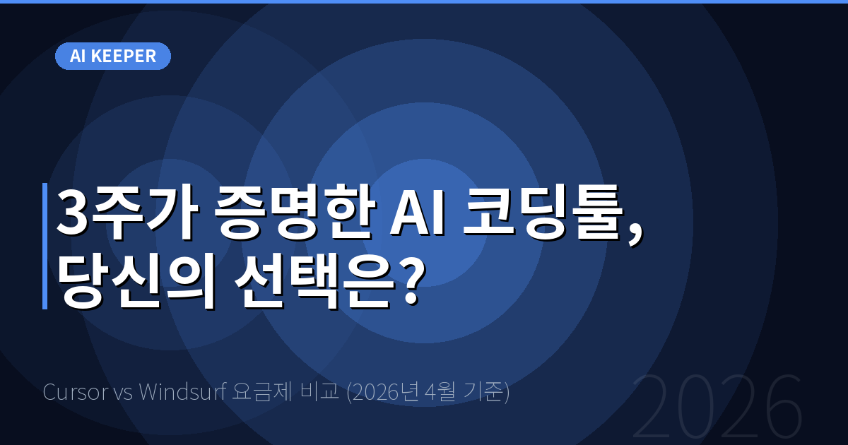 Cursor vs Windsurf 요금제 비교 (2026년 4월 기준) — 3주가 증명한 AI 코딩툴, 당신의 선택은?