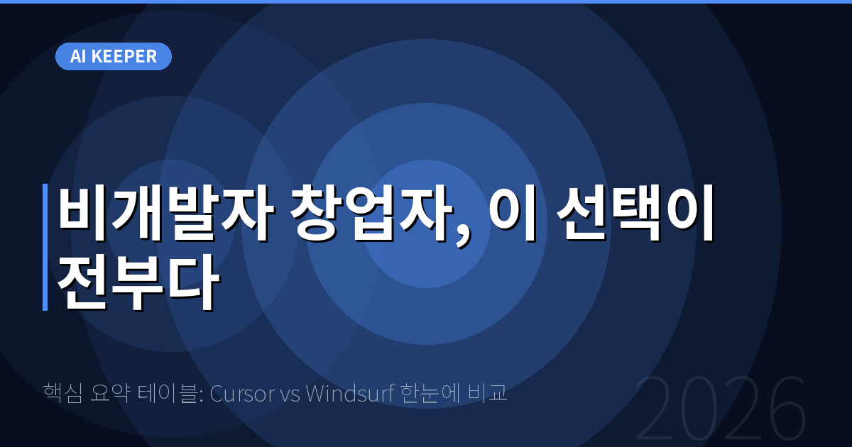 핵심 요약 테이블: Cursor vs Windsurf 한눈에 비교 — 비개발자 창업자, 이 선택이 전부다