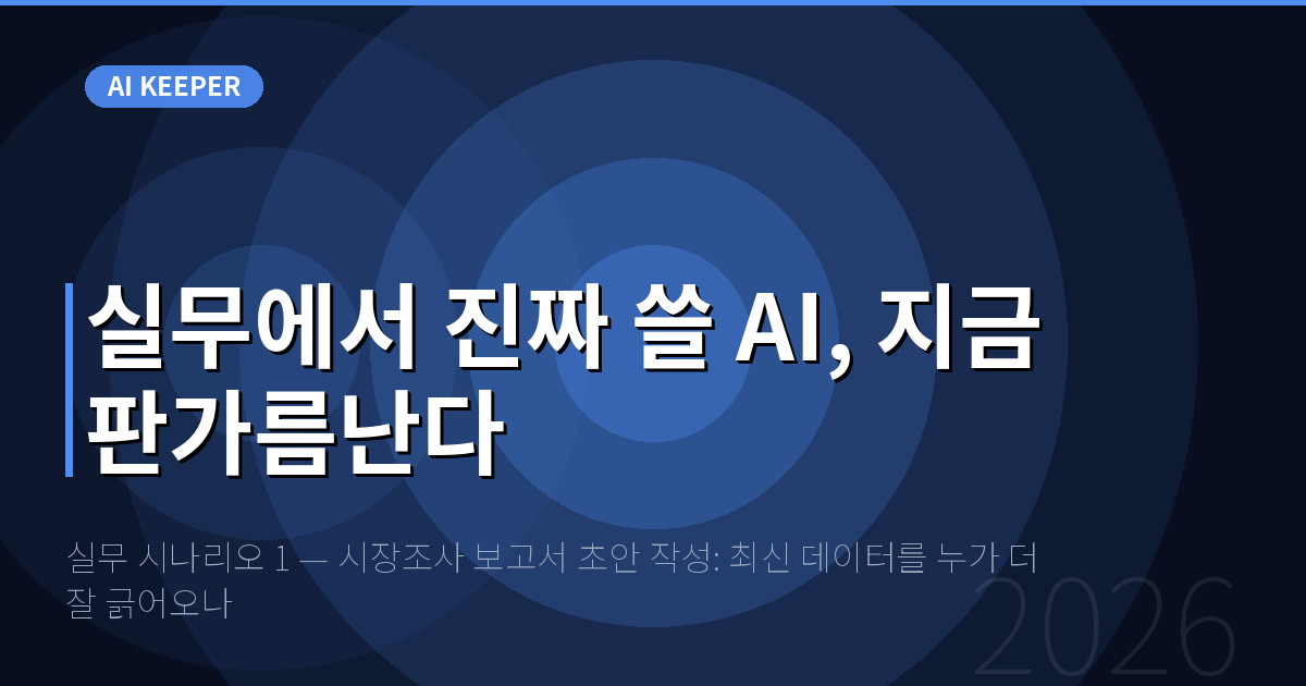 실무 시나리오 1 — 시장조사 보고서 초안 작성: 최신 데이터를 누가 더 잘 긁어오나 — 실무에서 진짜 쓸 AI, 지금 판가름난다