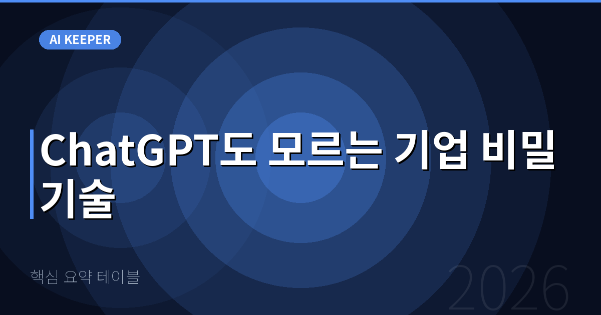 핵심 요약 테이블 — ChatGPT도 모르는 기업 비밀 기술