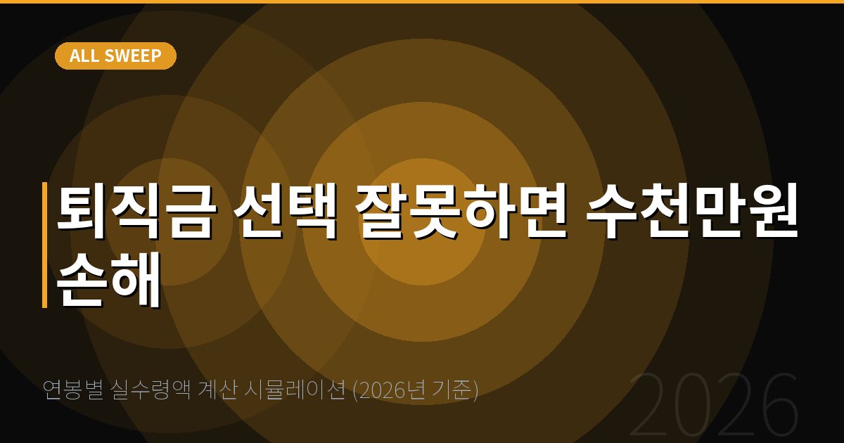 연봉별 실수령액 계산 시뮬레이션 (2026년 기준) — 퇴직금 선택 잘못하면 수천만원 손해