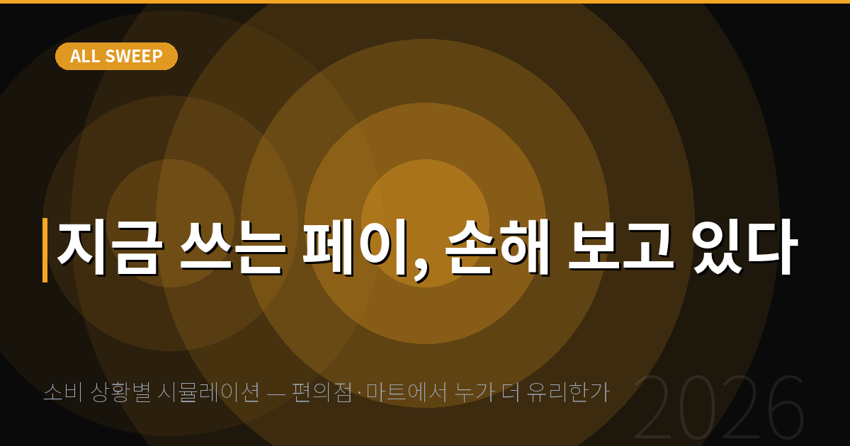 소비 상황별 시뮬레이션 — 편의점·마트에서 누가 더 유리한가 — 지금 쓰는 페이, 손해 보고 있다